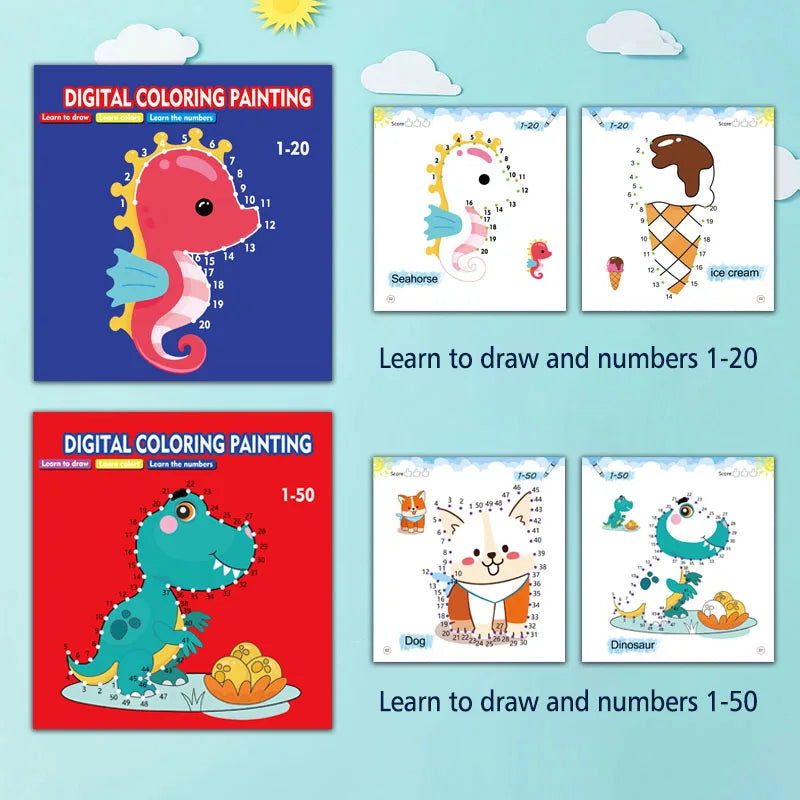 Line drawing, children's doodle books, learning numbers, early education to improve grades, fun drawing games, holiday gifts