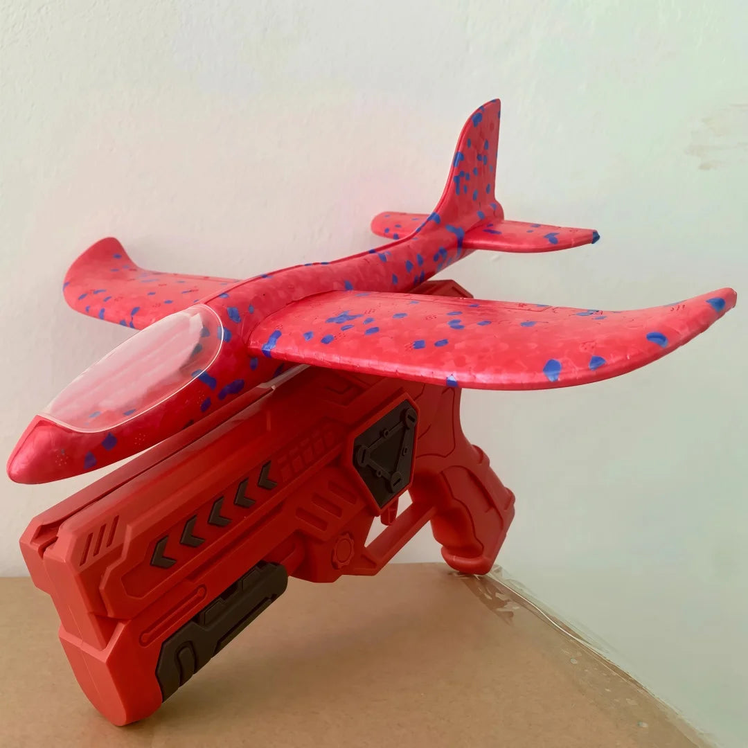 Glowing & Non-Glow Foam Catapult Plane,  Outdoor Shooting Toy Gun, Rotating Boomerang Flying Aircraft Model