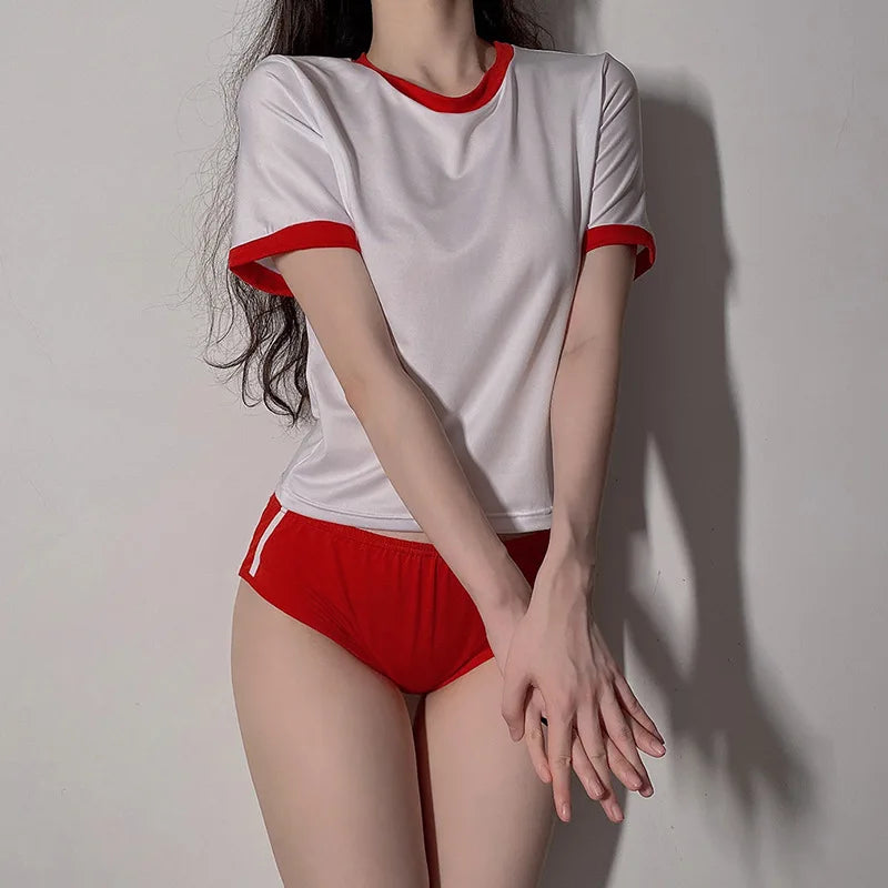 AniLV Japanese Anime Girl Student Gymnastics Gym Outfit Cheerleader Uniform Costume School Girl Sports Sukumizu Cosplay