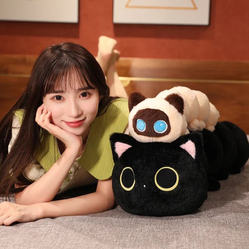 50/80/130CM Creative Cat Caterpillar Plush Toys Stuffed Soft Animal Long Pillow Funny Bed Cushion for Children Gift