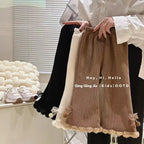Girls' Corduroy Pants Korean Style - Velvet Thick Flared Leggings for Autumn Winter Loose Trousers Kids