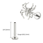 Right Grand ASTM F136 Titanium Spider Labret Lip Ring Tragus Cartilage Conch Flat Helix Stud Earring Halloween Piercing Jewelry