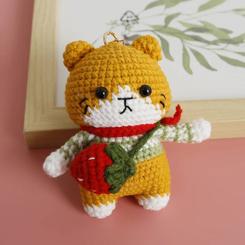 Exquisite Kitten Doll Crochet Keychain For Bag Pendant Knitted Small Cat Doll Keyrings Cute Kitten Keychain Custom Accessories