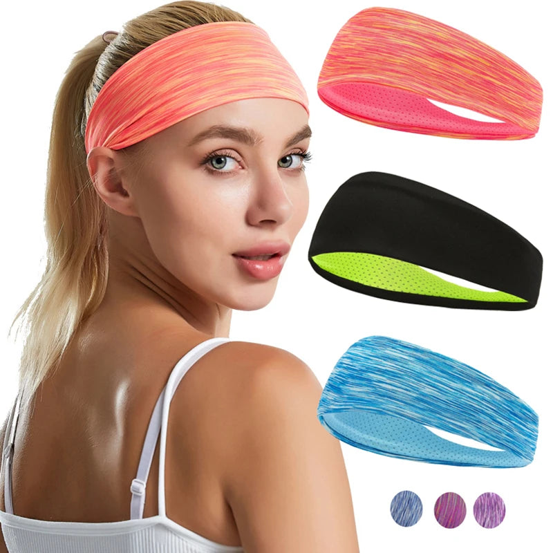 3 Pack Sports Headbands Moisture-Wicking Running Yoga Gym Non Slip Sweatbands for Men Women