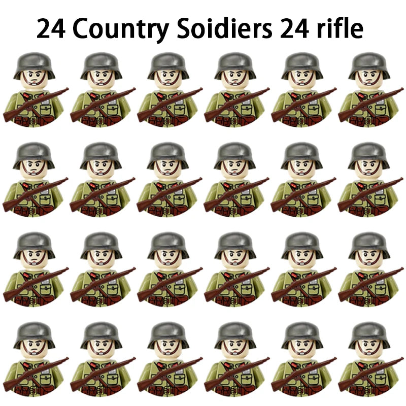 40/set World War II military building blocks National army soldier Character weapon assembly building block Children's toy gifts