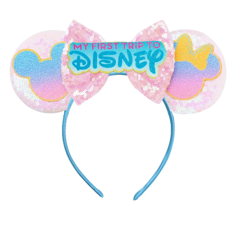 2026 Trip Mouse Ears Headband for Girls Women Sequin Castle 5"Bow Hairband Festival Party Cosplay DIY Hair Accessories