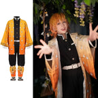 Anime Demon Moordenaar Kimetsu No Yaiba Agatsuma Zenitsu Cosplay  tuum Pruik Vrouwen Kimono Uniform Halloween Kerstfeest Kleding