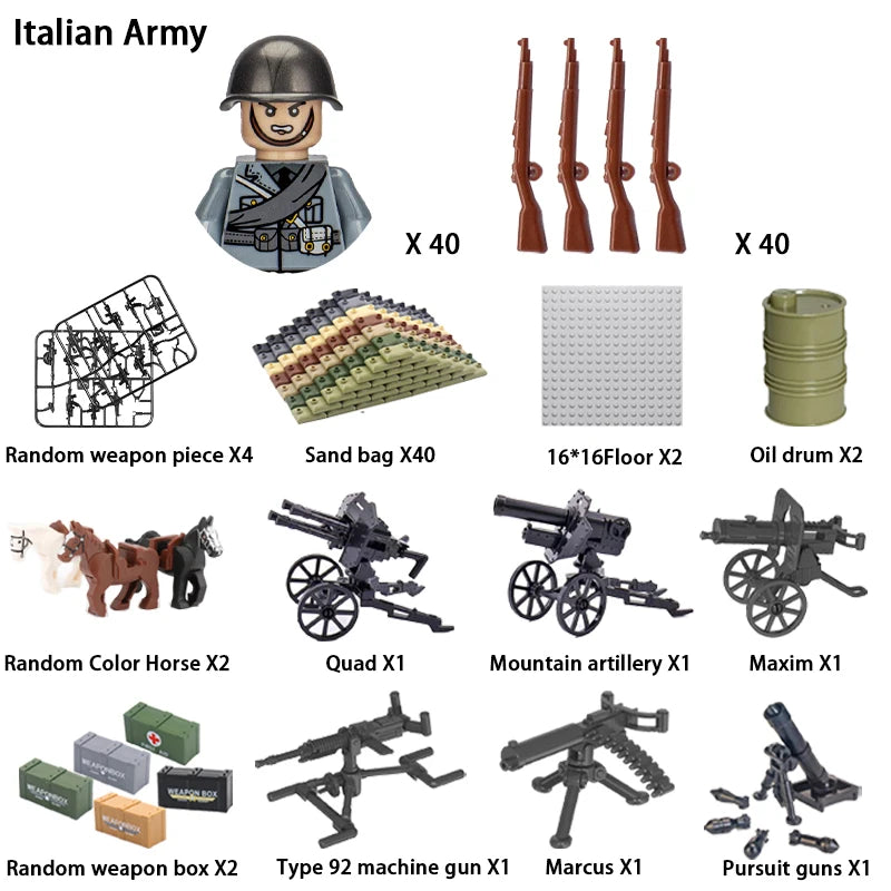 40/set World War II military building blocks National army soldier Character weapon assembly building block Children's toy gifts