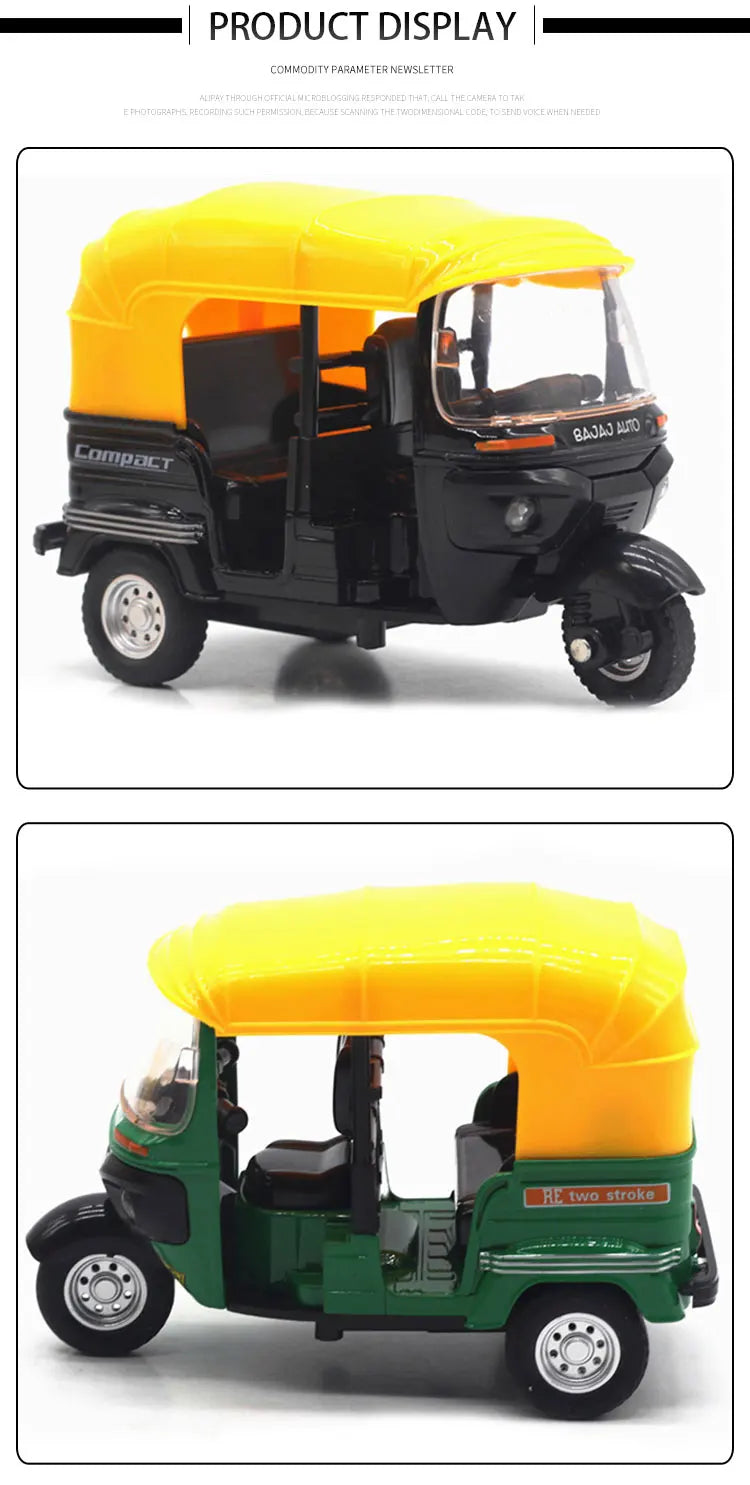 Indian tricycle alloy toy boy simulation alloy car model children's regenerative toy car car car ornament