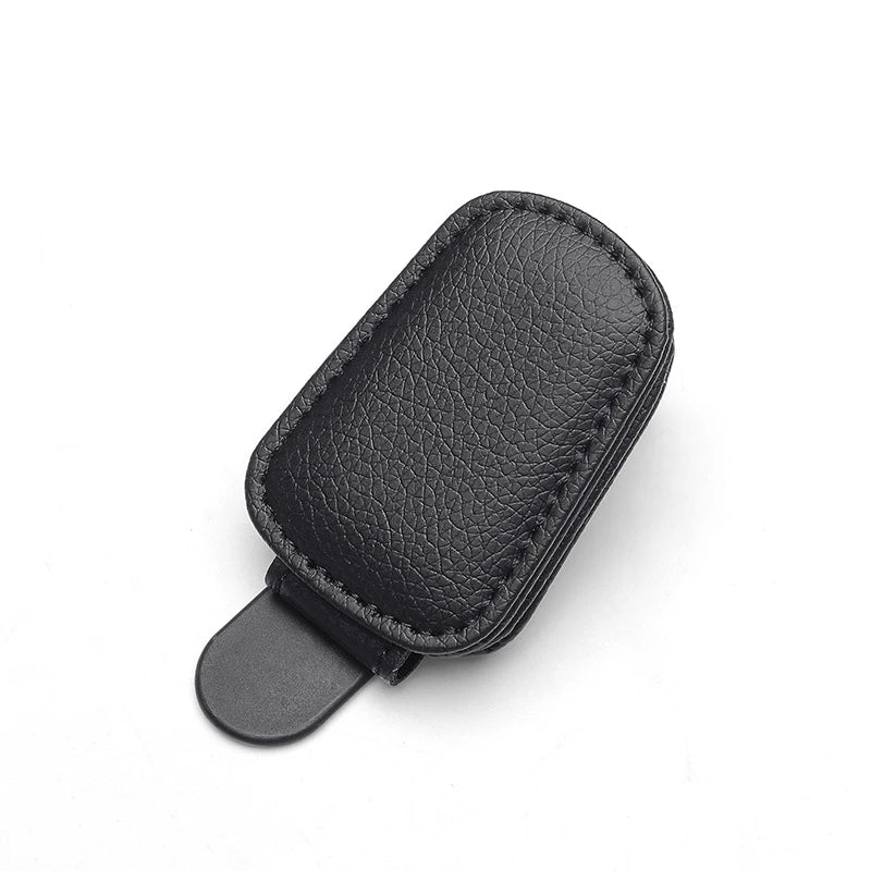 1/2Pc Sunglasses Holder Is Suitable for Car Sun Shades Magnetic Leather Sunglasses Clip and Ticket Clip Car Sunshade Accessories