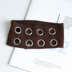 Punk Girl Hollowed Out Eyelets Wide Elastic Headband Stretchy Metal Rock Steampunk for Sports Headbands Hair Accessories