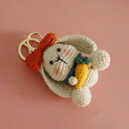 Cute Rabbit Doll Crochet Keyrings Handmaking Knitting Rabbit Keychains Cartoon Carrot Rabbit Keyrings Pendant Custom Accessories