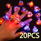 10/20PCS Cute Halloween Glowing Rings Glow Bracelet Christmas Ghost Pumpkin Snowman Child Kids Gift Halloween Party Decoration