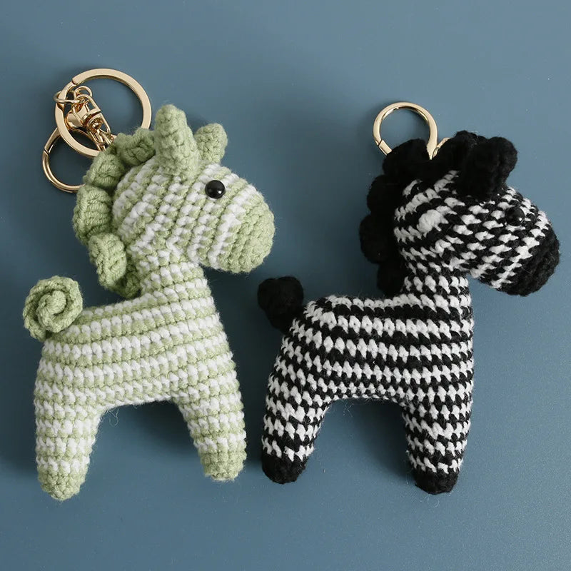 Funny Zebra Crochet Keyrings For Bag Pendant Handmake Animal Doll Knitting Keychain Cute Sheep Keyrings Gifts Custom Accessories