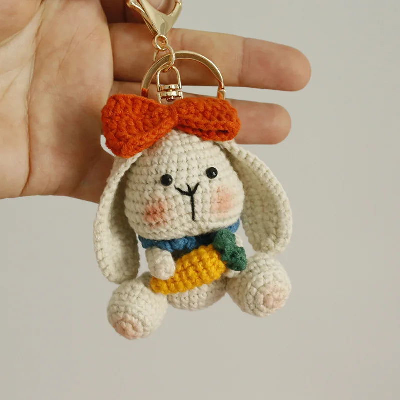 Cartoon Animal Doll Series Handmake Crochet Keychain Cute Sheep Doll Keyrings Crochet Puppy Keychains Gifts Custom Accessories