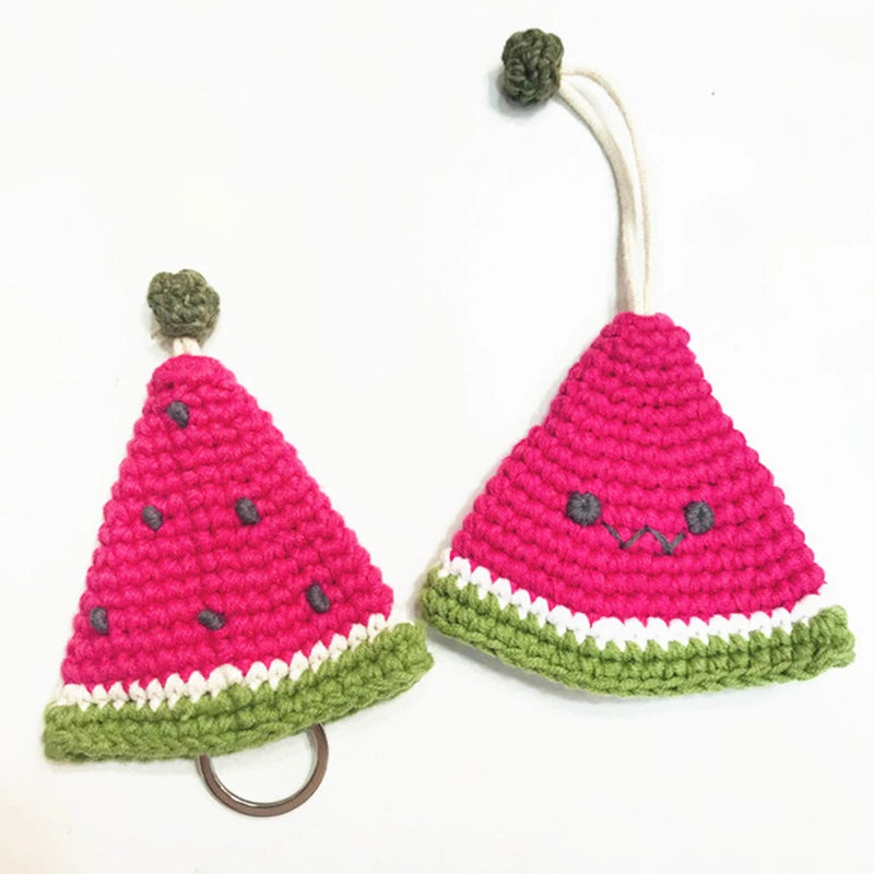 Cute Crochet Cactus Keychain For Keys Storage Bag Keyring Knitting Ladybug Bag Keyrings Wholesale Custom Car Keychain Accessory