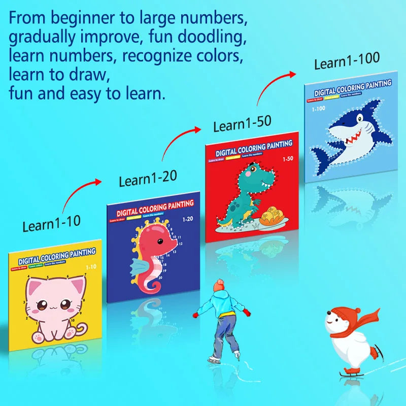 Line drawing, children's doodle books, learning numbers, early education to improve grades, fun drawing games, holiday gifts