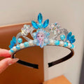 Anime Princess Blue Sparkling Crown Headband with Pearls, Birthday Hair Accessory, Holiday Gift