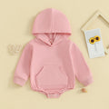 0-24months Baby Hooded Romper Long Sleeve Front Pocket Solid Color Bodysuit For Newborn Boys And Girls Spring Autumn Playsuit