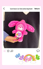 Cute Carebears Plush Keychain Rabbit Hat Key chain Rainbow Bear Doll Schoolbag Doll Birthday Gift Room Decor