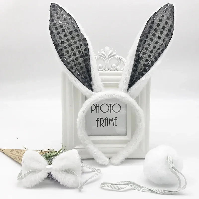 3pcs /set New June 1 Children's Day Holiday Party Activity Performance Animal Plush Rabbit Ears Hair Hoop Accessories Headdress