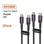 Toocki 100W Type C to USB C Cable PD 3.0 Quick Charge 4.0 Fast Charging Type C to Type C for iPhone 15 Macbook Samsung Xiaomi