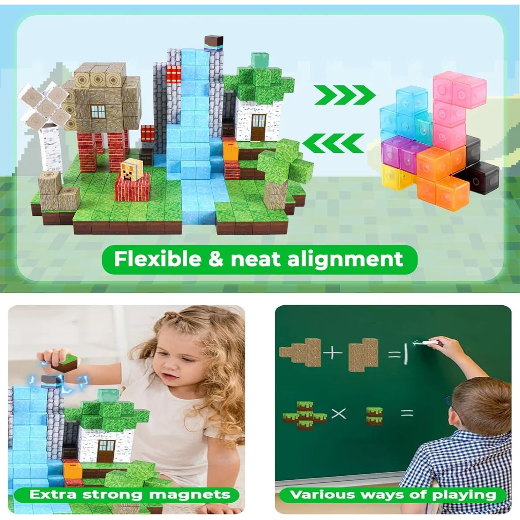 New Magnetic Building Blocks Mine World Magnetic Cozy Forest Cabin Construction Brick Cube STEM Boy Girl Children Toy Set Gift