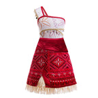 New Movie Moana 2 Dress for Girls Adventure Costume Girl Princess Fancy Clothes Children Vaiana Carnival Party Necklace Pig Set