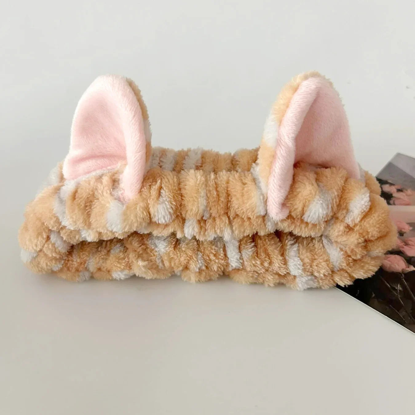 3pcs/set Cute Cat Ear Leopard Print Plush Headband For Women Girls Spa Washing Face and Makeup Headband Elastic Wrist Strap