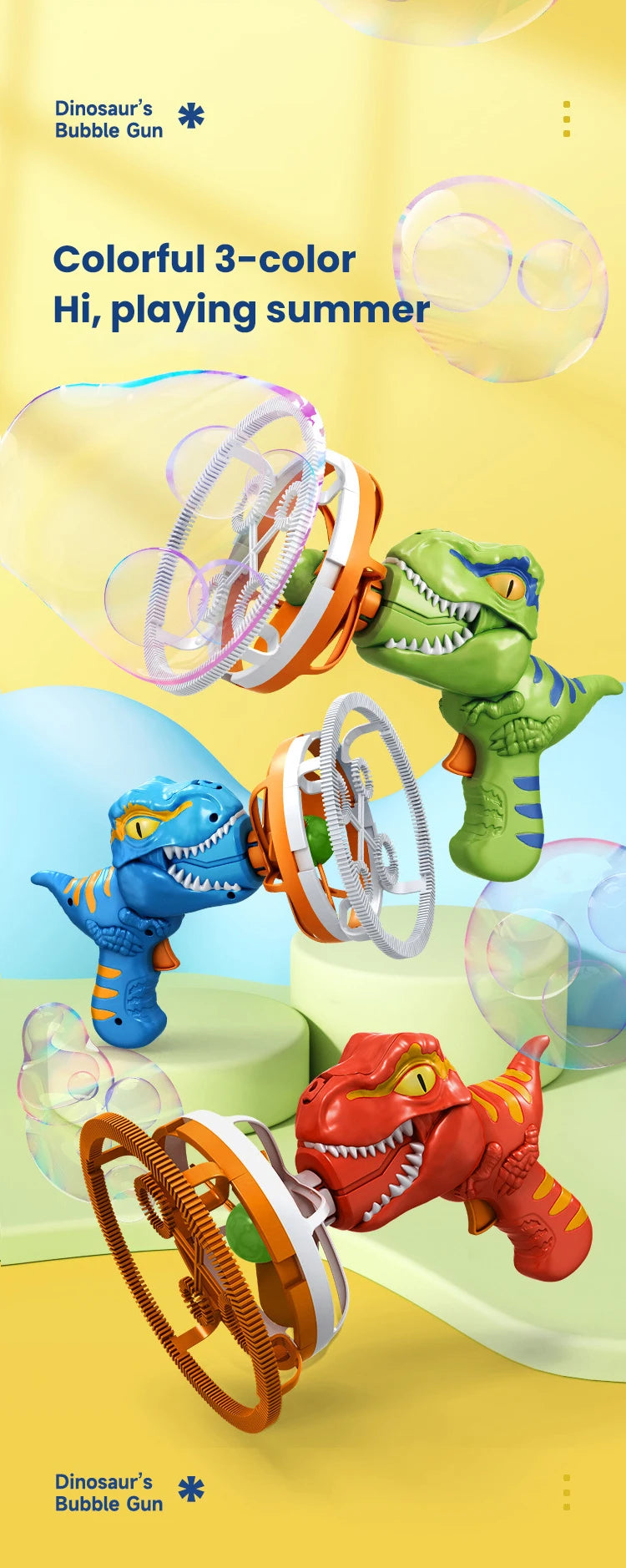 Dinosaur Electric Bubble Gun Automatic Blowing Tuba Large Soap Handheld Bubble Machine Kids Toys Birthday Party Outdoor Wedding