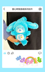New Genuine Carebears Plush Rabbit Hat Keychain Rainbow Bear Doll Pendant School Bag Ornament Gift
