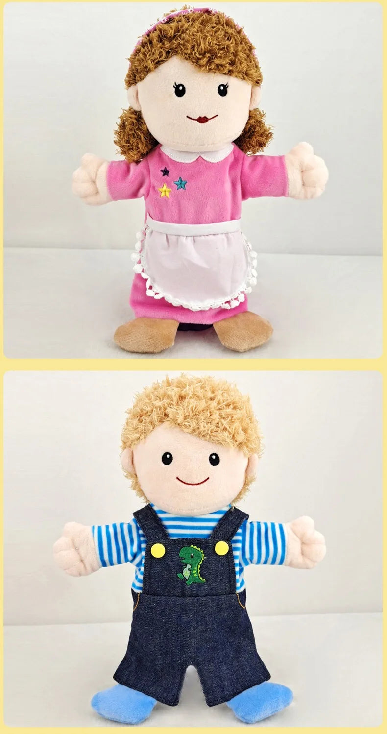 25cm Sweet Family Hand Puppet Dolls Early Education Learning Stuffed Plush Toys Cospaly Hand Finger Puppets for Children Gifts