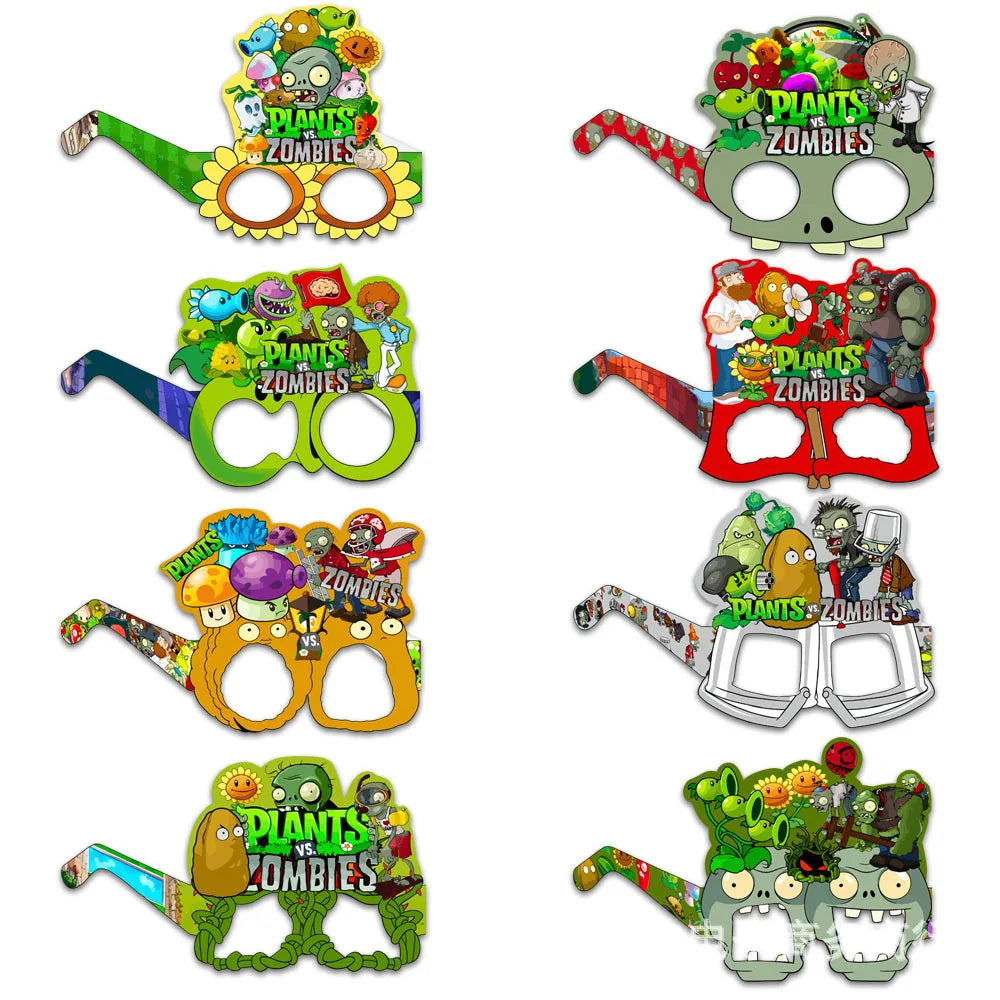 Plants vs. Zombies themed party decoration creativity, funny photography props, paper glasses set