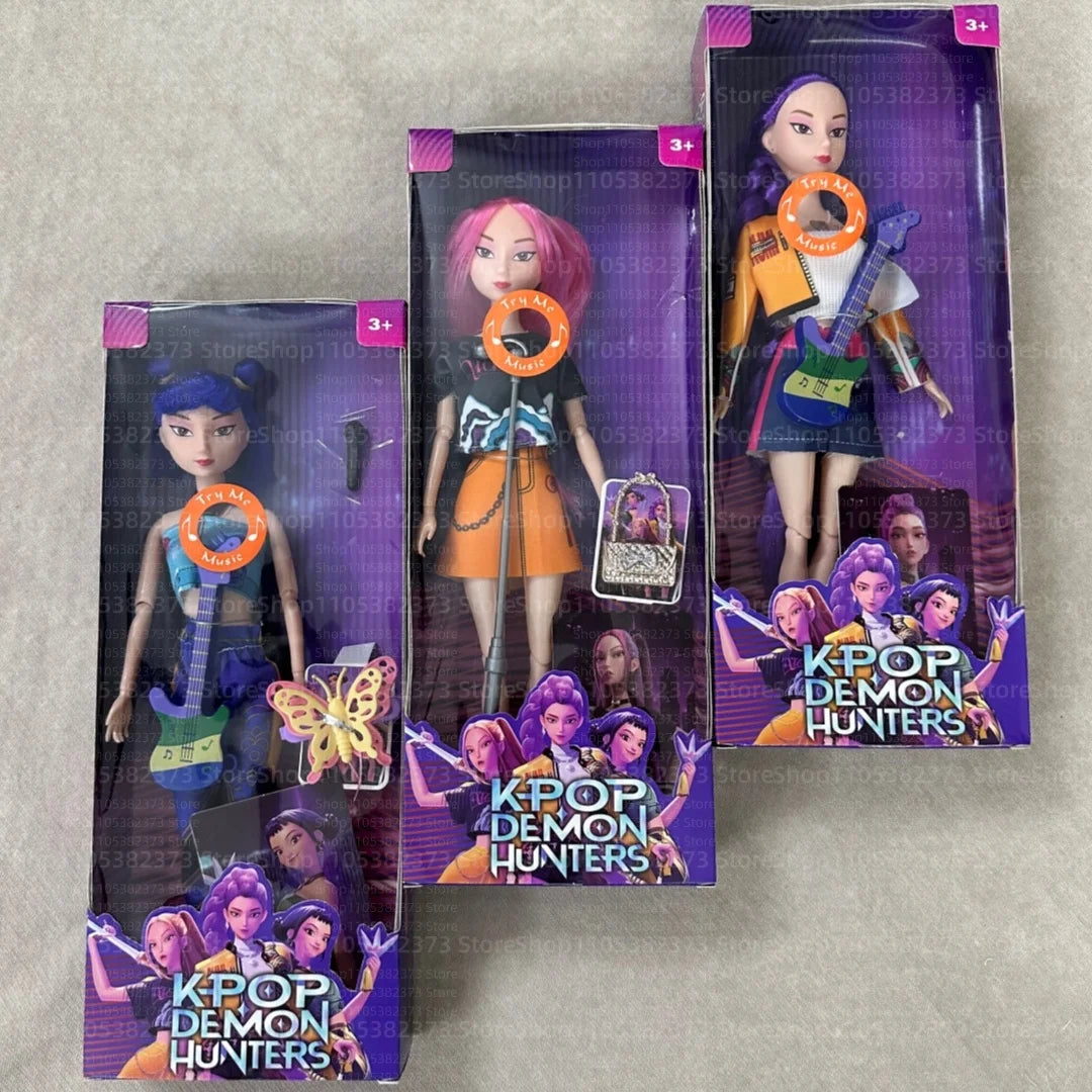 Kpop Rumi Mira Zoey Vinyl Doll Anime Hunters Girl 11 Inch Articulated With Theme Music Cute Toy 3PCS Set Gift for Kids Girl Fans