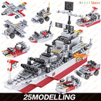 Navy War Chariot Ship Army Boat Plane Model Warships Building Blocks Compatible With Lego  Construction Set for Boys Bricks Toys