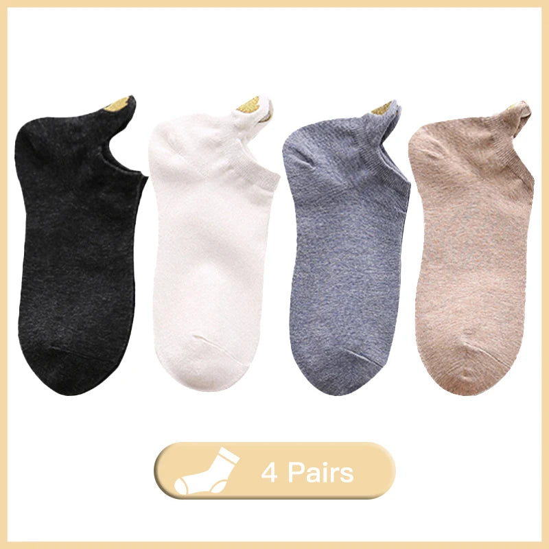 4 Pairs Lot Fashion Socks Women 2026 New Spring Cotton Color Novelty Girls Cute Heart Embroidery Casual Funny Ankle Socks Pack