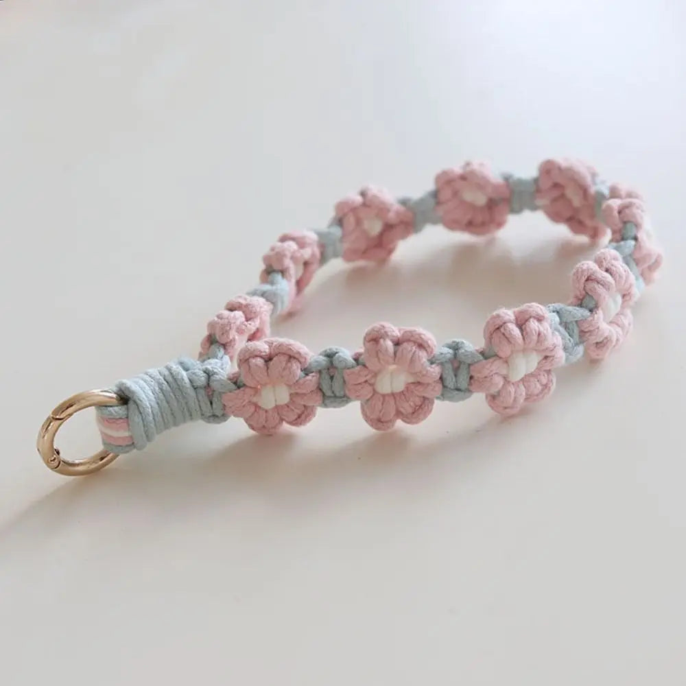 Korean Style Boho Phone Case Rope Keyring Bag Hanging Crochet Macrame Wristlet Phone Wristband DIY Craft Accessories