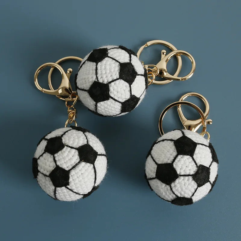 Creative Crochet Soccer Keyrings Wholesale Knitting Basketball Keychain Cute Sport Ball Series Crochet Keychain Custom Accessory
