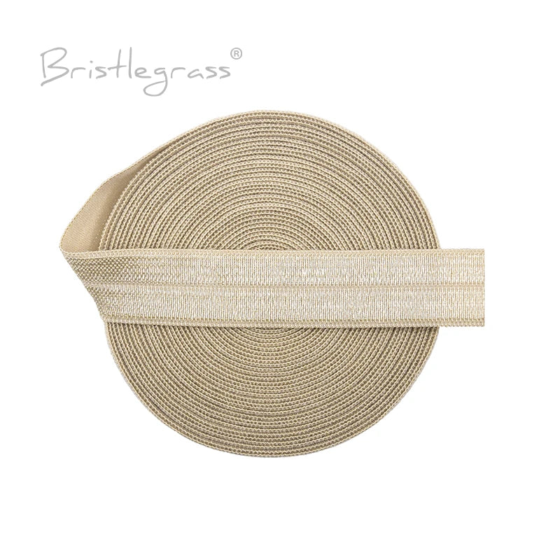 BRISTLEGRASS 2 5 10 Yard 5/8" 15mm Solid FOE Shiny Fold Over Elastic Spandex Satin Band Hair Tie Headband Dress Sewing Lace Trim