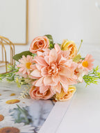 Artificial Rose Flowers Wedding Home Room Yard Decor Bridal Bouquet Garden Fake Silk Dahlia Hydrangeas Vase For Board Outdoors