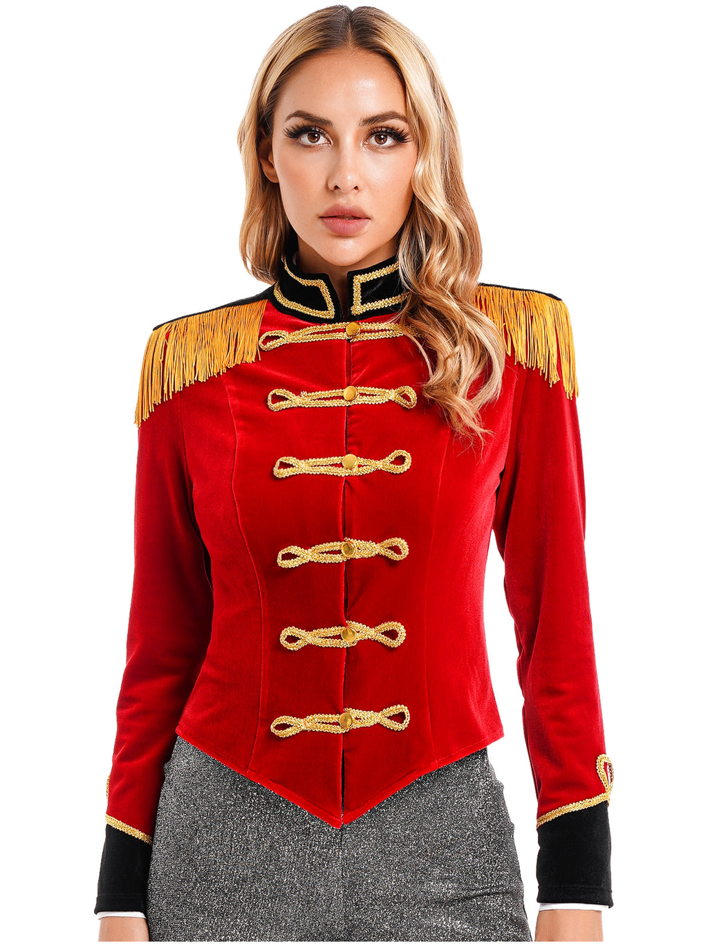 Women Circus Ringmaster Costume Showman Majorette Tassel Tailcoat Jacket Halloween Carnival Lion Tamer Cosplay Costumes