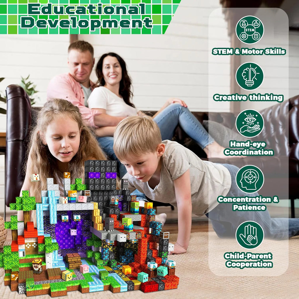 100-300pcs Magnetic Tiles Building Blocks Set,My World Figures Bricks, STEM Educational Toys for Kids Ages 3-10,Boys Girls Gifts