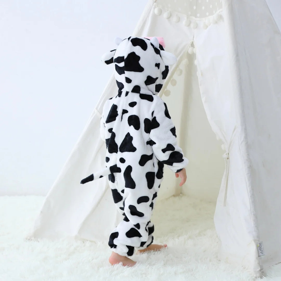 Inflant Newborn Rompers Kigurumi Winter Animal Onesie Kids Jumpsuit Pajamas Baby Cow Costumes For Christmas Halloween Party