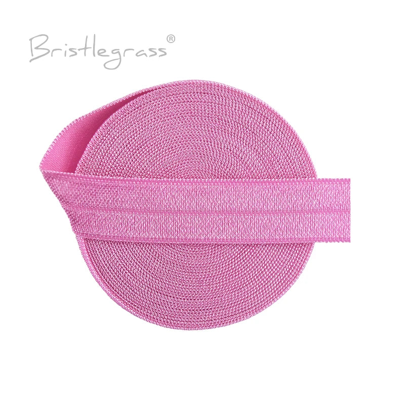 BRISTLEGRASS 2 5 10 Yard 5/8" 15mm Solid FOE Shiny Fold Over Elastic Spandex Satin Band Hair Tie Headband Dress Sewing Lace Trim