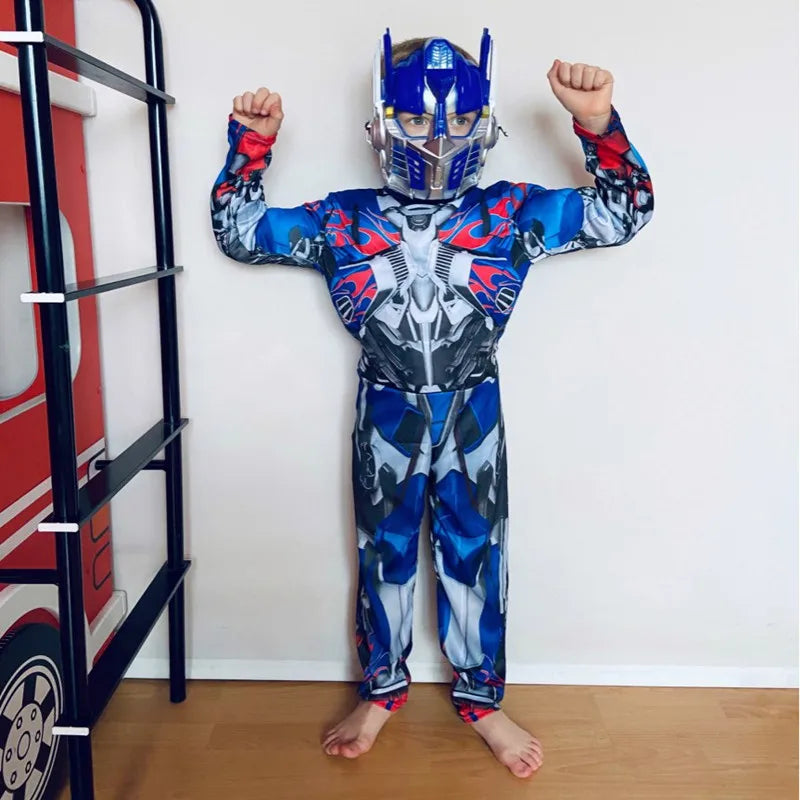 Disguise Optimus Prime Costume ，Muscle Transformer Costumes for Boys, Padded Character Jumpsuit, Kids
