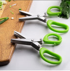 Multi-functional Stainless Steel 3/5 Layer Kitchen Scissors Pepper Shredded Chopped Scallion Cutter Laver Cut Cooking Tool