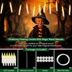 Halloween LED Floating Candles with Magic Wand Remote Battery Operated Potter Floating Candles Warm Light Home Party Decoration