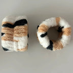 3pcs/set Cute Cat Ear Leopard Print Plush Headband For Women Girls Spa Washing Face and Makeup Headband Elastic Wrist Strap