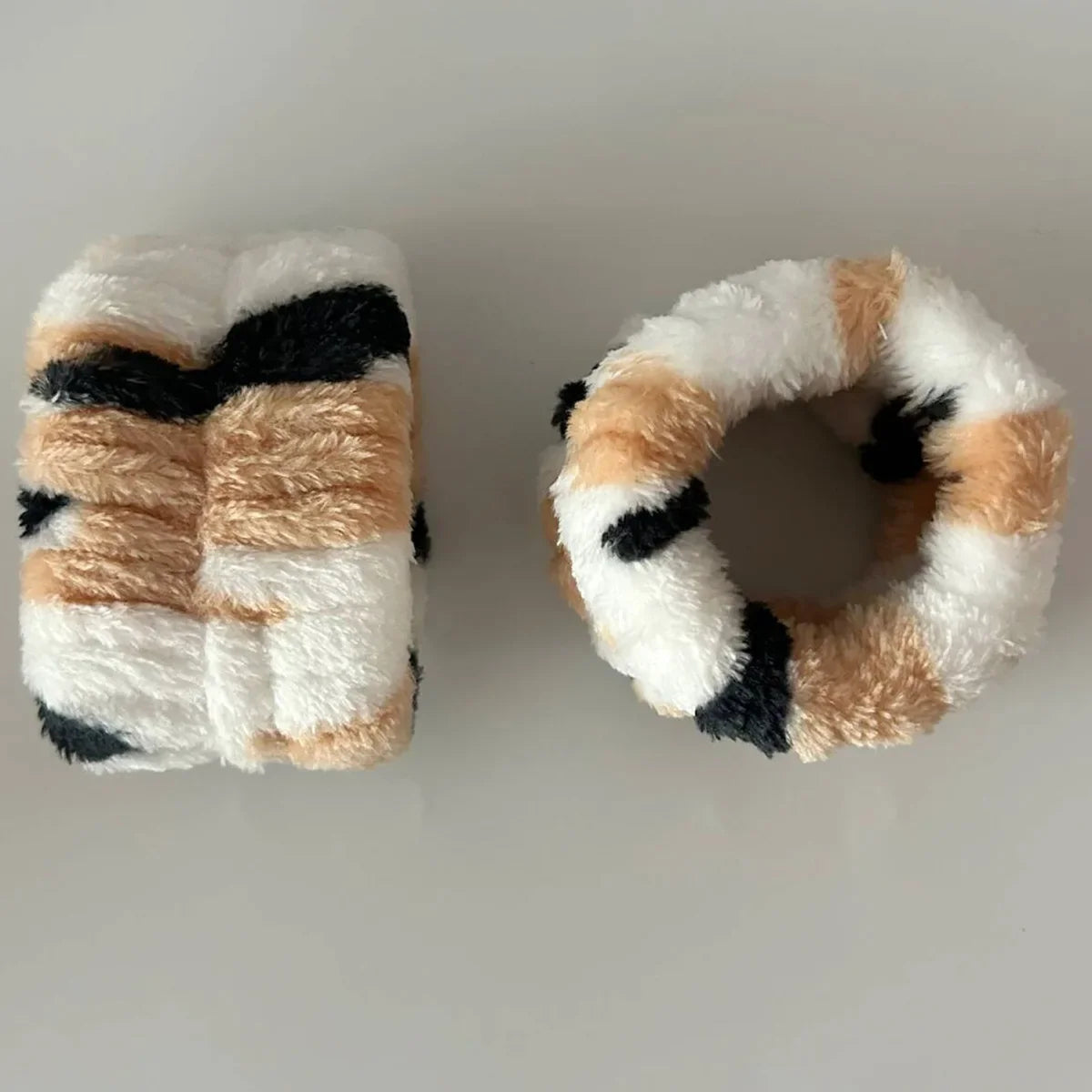 3pcs/set Cute Cat Ear Leopard Print Plush Headband For Women Girls Spa Washing Face and Makeup Headband Elastic Wrist Strap