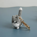 Handmaking Crochet Kitten Keyrings Cute Smiling Cat Doll Crochet Keychain Cartoon Kitten Series Knitting Doll Keychain Custom